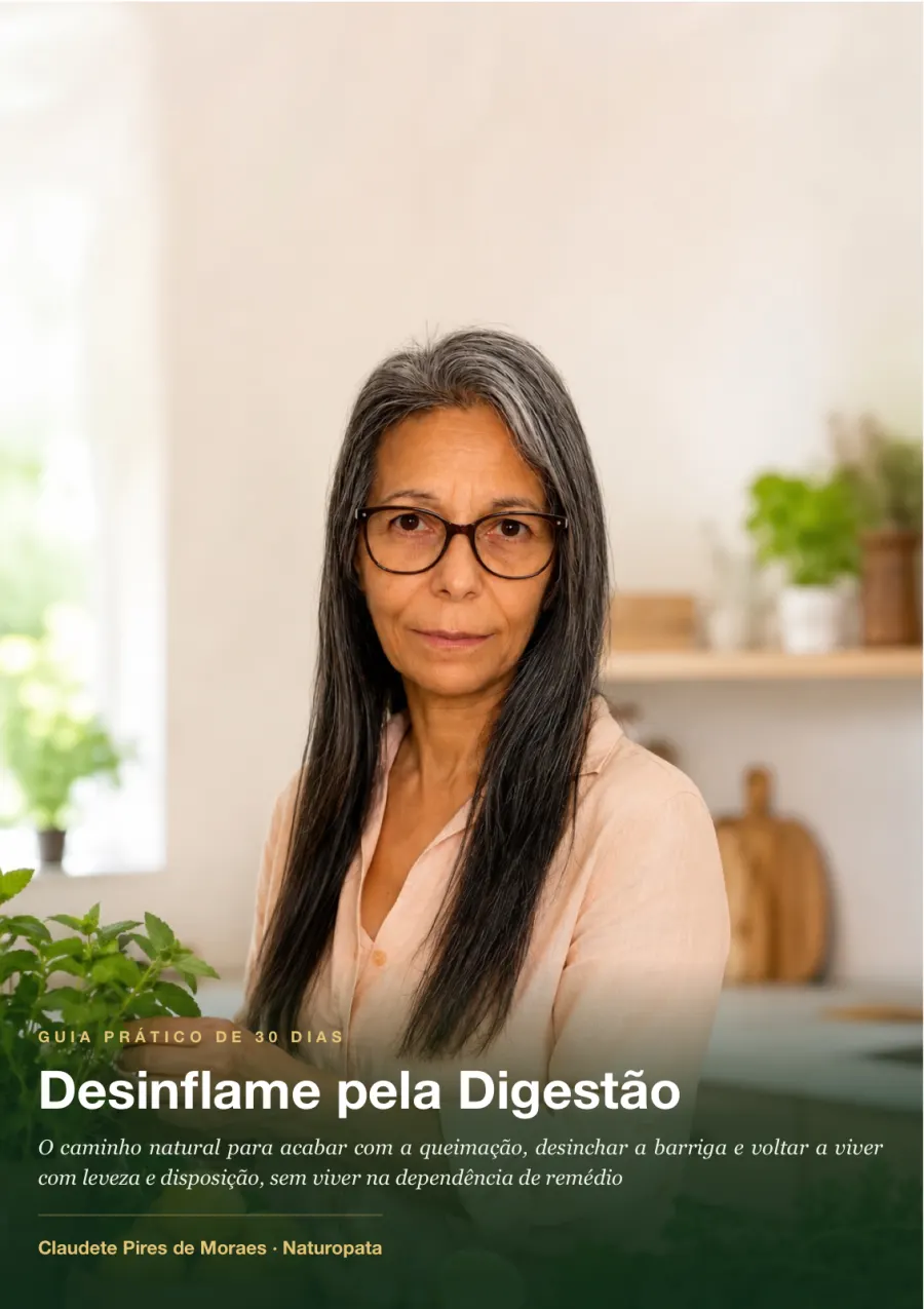Capa do guia Desinflame pela Digestão, de Claudete Pires de Moraes